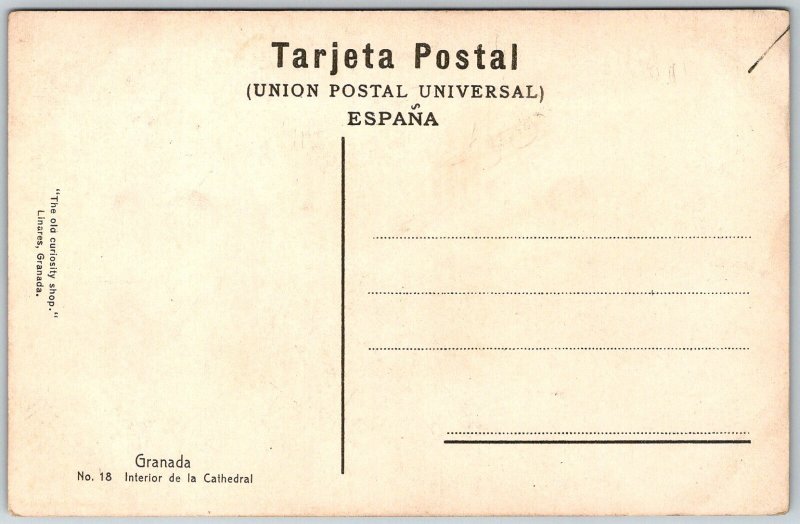 Granada Spain c1910 Postcard Interior Of The Cathedral