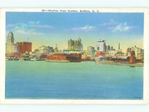 W-Border CITY SKYLINE FROM HARBOR Buffalo New York NY p0744