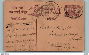 Jaipur Postal Stationery Mandrela cds Chirawa cds