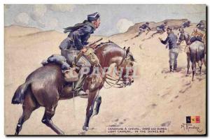 Old Postcard Militaria Hunters riding in the dunes