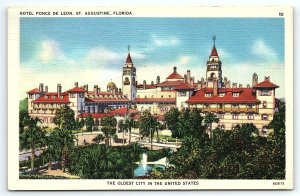 1937 ST AUGUSTINE FLORIDA FL HOTEL PONCE DE LEON HENRY FLAGLER POSTCARD P2677