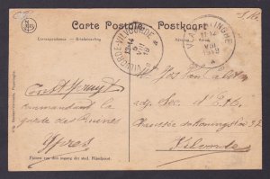 BELGIUM, Postcard, Ypres, Entrance of the town, Lille's gate, WWI, Posted