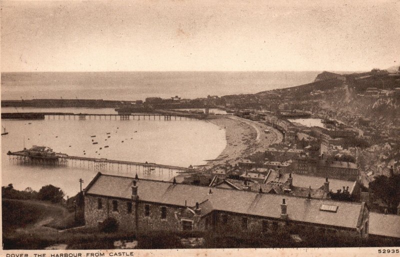 Vintage Postcard 1910's View of Dover The Harbour From Castle England UK 