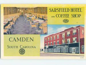 Unused Pre-1980 SARSFIELD HOTEL RESTAURANT Camden South Carolina SC hs4614