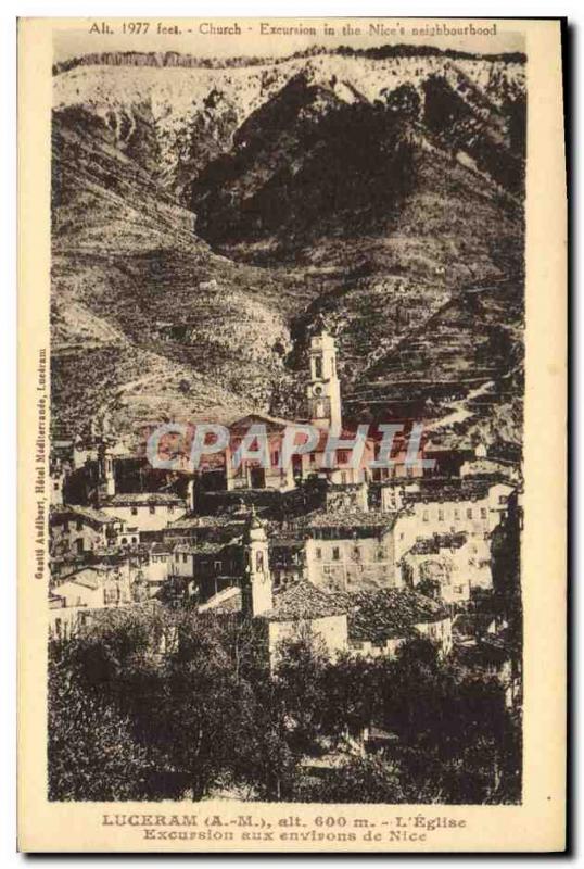 Old Postcard Luceram L & # 39Eglise Excursion to Nice Surroundings