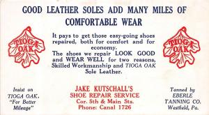 Ohio non-Postcard MANSFIELD Ink Blotter Jake KUTSCHALL'S Shoe Repair Service