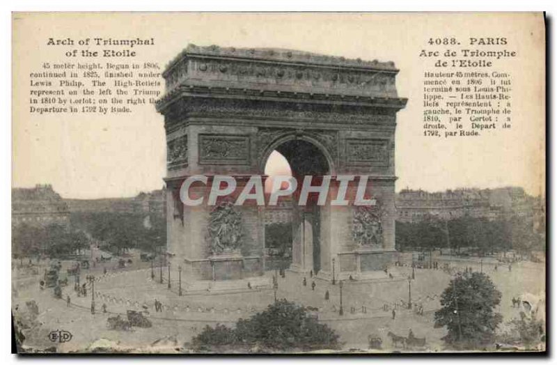 Old Postcard Paris Arc de Triomphe Etoile