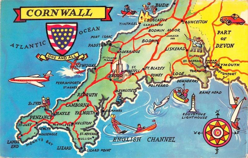 B104039 cornwall map cartes geographiques    uk