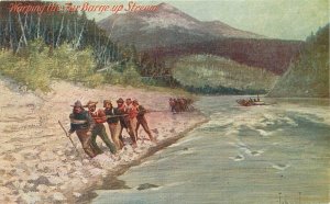 Postcard C-1910 Trappers Hunters Fur barge Innes Western Art MacFarlane 23-7923