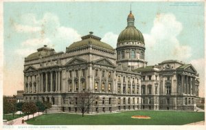 Vintage Postcard 1920's State House Building Indianapolis Indiana IND Structure