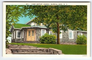 First Baptist Church Building Blowing Rock North Carolina Postcard Unused Linen