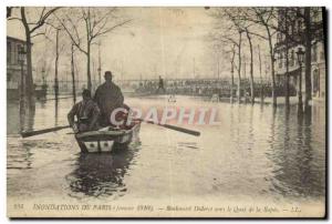 Old Postcard Floods Paris Boulevard Diderot to the dock of the Rapee