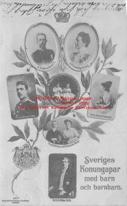 Swedish Royalty, RPPC, Sweden King Gustav V, Queen Victoria, Children