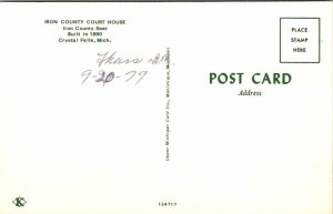 VTG Postcard Iron County Court House Crystal Falls Michigan 1979 Unposted  80