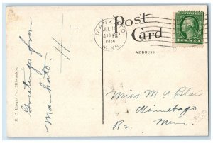 1913 Post Office Exterior Building Mankato Minnesota MN Antique Vintage Postcard