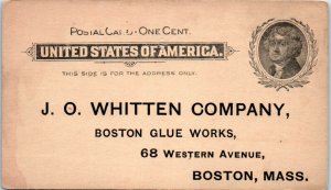 1900s J.O. Whitten Co. Boston Glue Works Boston MA Advertising Postcard