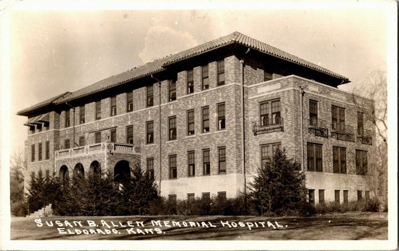 RPPC Susan B. Allen Memorial Hospital, Eldorado KS c1942 Vintage Postcard F27