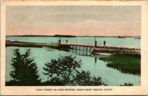 Vtg Postcard 1924 Tobey Island Bridge - Monument Beach Mass MA Massachusetts