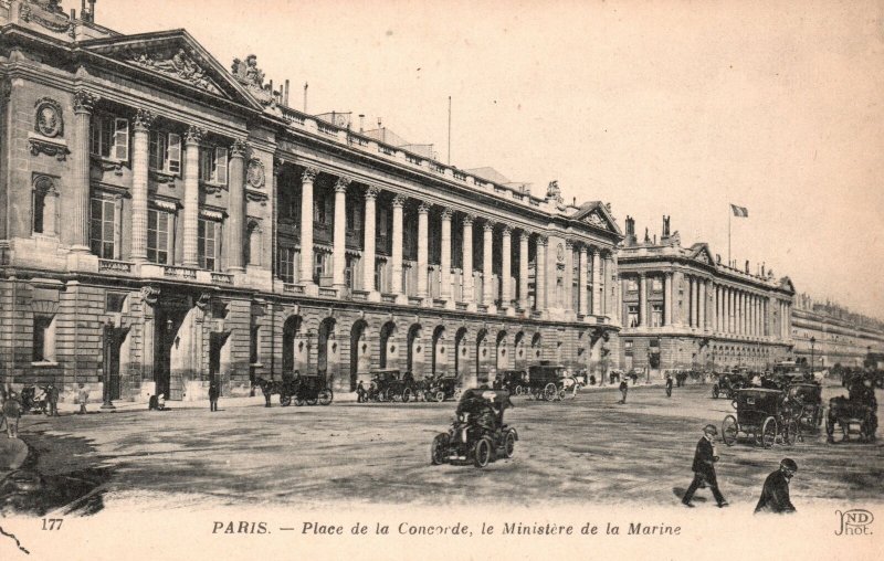 Vintage Postcard 1910's Place de la Concorde & Ministry of the Navy Paris France