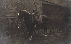 RPPC Real Photo,  Soldier Mail, WW1 Era Military Man on Horseback, Old Postcard