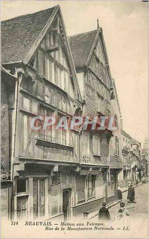 Old Postcard Beauvais House Aix Faiences Rue de la Manufacture Nationale
