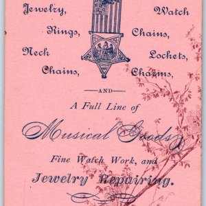 1887 Mason City IA Parade Program Patterson Jewelry Folding Trade Card Store C48