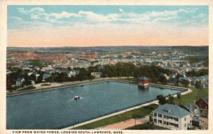 Vintage Postcard View From Water Tower Looking South Lawrence Massachusetts MA