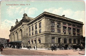 Postcard TRAIN STATION SCENE Albany New York NY AI4775