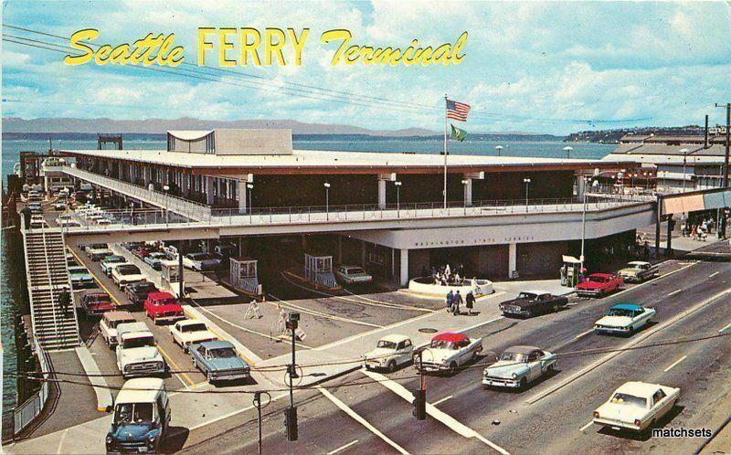 1950s Seattle Washington Ferry Terminal Smith Western Plastichrome postcard 7548