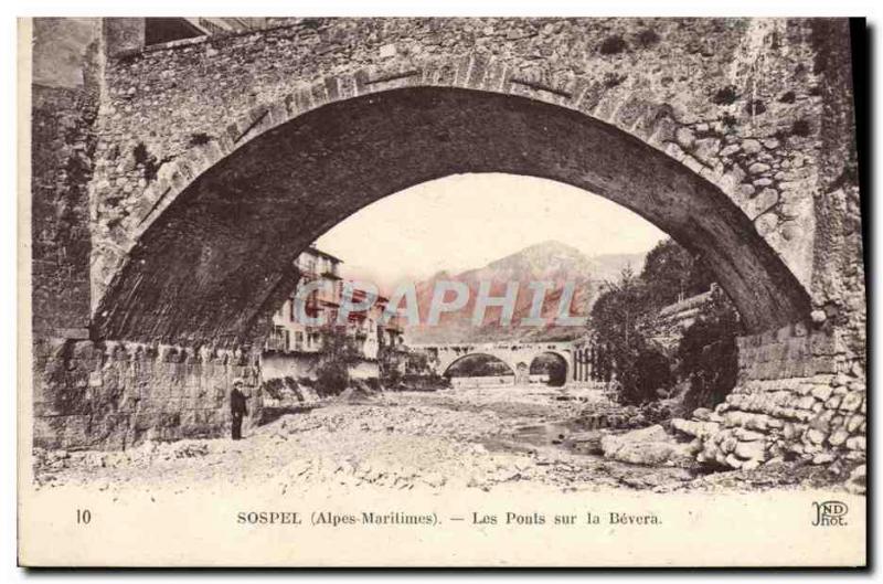 Old Postcard Sospel Bridges On The Bevera