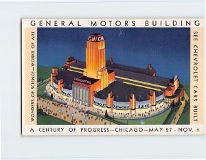 Postcard General Motors Building, A Century Of Progress, Chicago, Illinois