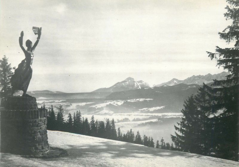 Postcard Poland Tatras view from Gubalowka statue