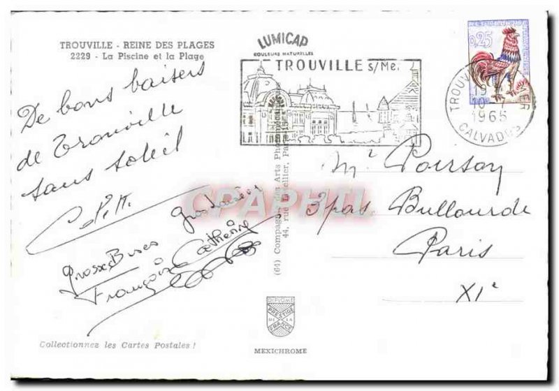 Modern Postcard Trouville Queen of Beaches and Swimming Pool Beach