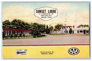 Abilene Texas Postcard Sunset Lodge West Side City Exterior Building View c1953