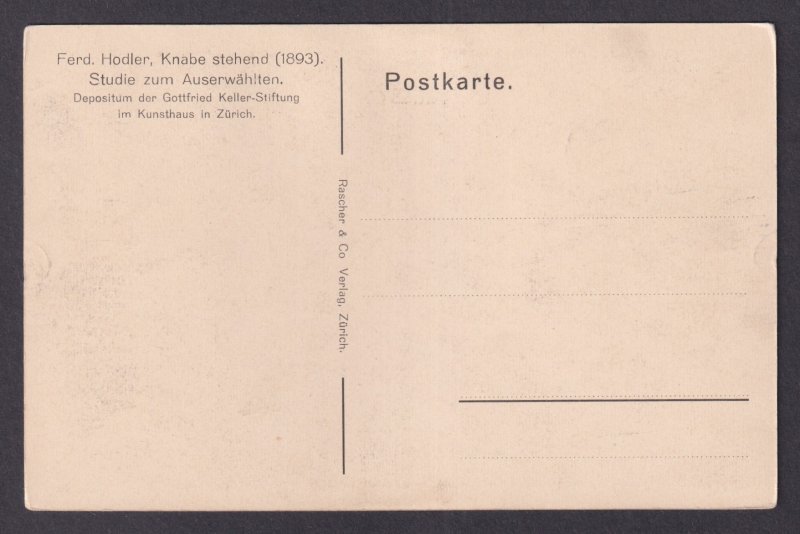 Postcard SWITZERLAND, Art, Ferd Hodler, The Standing boy, Knabe stehend