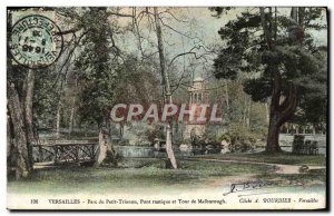 Old Postcard Versailles Park Petit Trianon rustic bridge and tower Malborough
