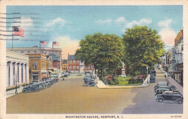 P1694 1938 washington square newport rhode island many old cars