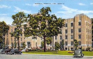 Memorial Hospital Lima Ohio 1940s linen postcard