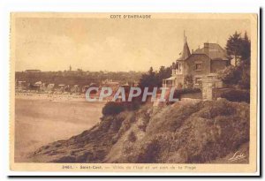 Saint Cast Old Postcard of Villa & # 39isle and a corner of the beach