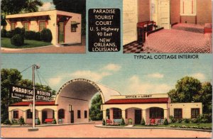 Linen Postcard Paradise Tourist Court US Highway 90 in New Orleans, Louisiana