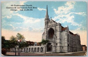 Chicago Illinois 1915 Postcard 4th Presbyterian Church