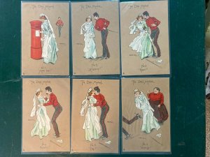 Set 6 TUCK Humorous 6078 Arthur Gill DRILL MANUAL Beautiful Woman Soldier PCs