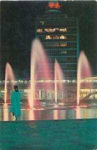 IDLEWILD NEW YORK JOHN KENNEDY AIRPORT ARRIVAL BUILDING AT NIGHT POSTCARD c1960s