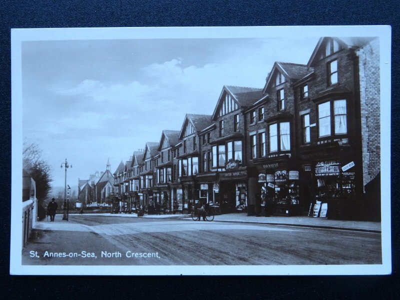 ST. ANNES ON SEA The Crescent SHOPS & OUR LADY STAR OF THE SEA CHURCH Old RP PC