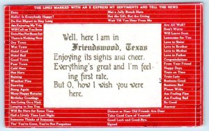 FRIENDSWOOD, Texas TX ~ Multiple Choice 1909 Galveston/Harris Counties Postcard