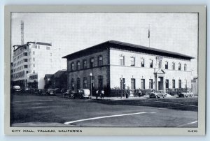 Vallejo California Postcard City Hall Building Street Road 1940 Clear View Linen