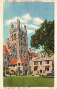 Vintage Postcard 1930s Wrexham Tower Yale University New Haven Connecticut CT