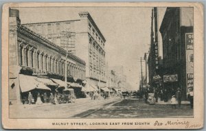 DES MOINES IA WALNUT STREET ANTIQUE POSTCARD