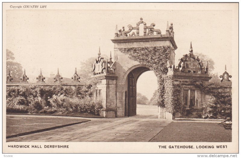 DERBYSHIRE, England, United Kingdom; Hardwick Hall, The Gatehouse, Looking We...