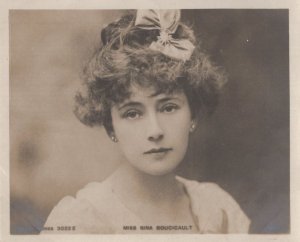 Miss Nina Boucicault Edwardian Actress Miniature Old Postcard